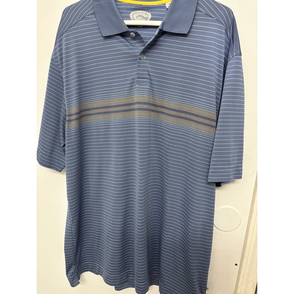 Calloway XXL Men's Blue Orange Stripe Short Sleeve Polo Golf Shirt 48x31 Classic